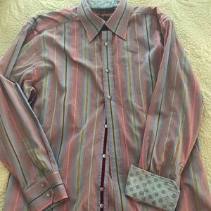 Robert Graham Men’s Shirt Flip Cuff Size 2XL Multicolor Stripe